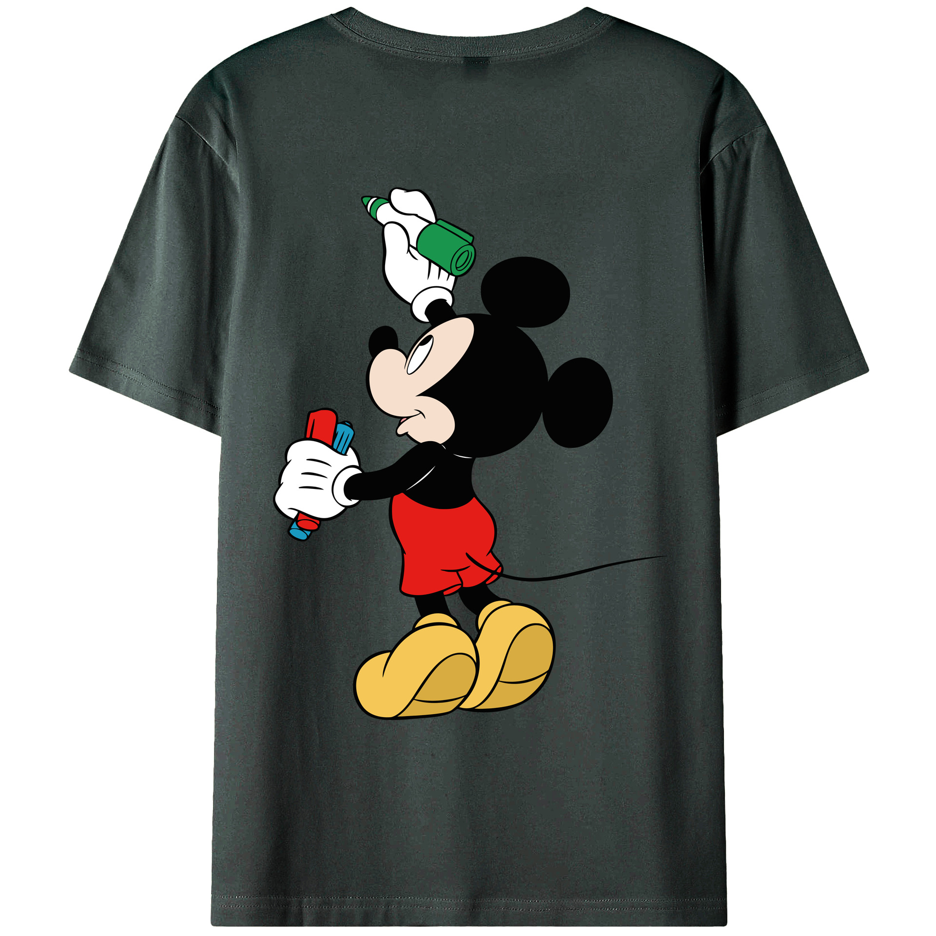 ミッキーマウス Mickey Mouse 綿100％ メンズ半袖Tシャツ（バックプリント） 通気性